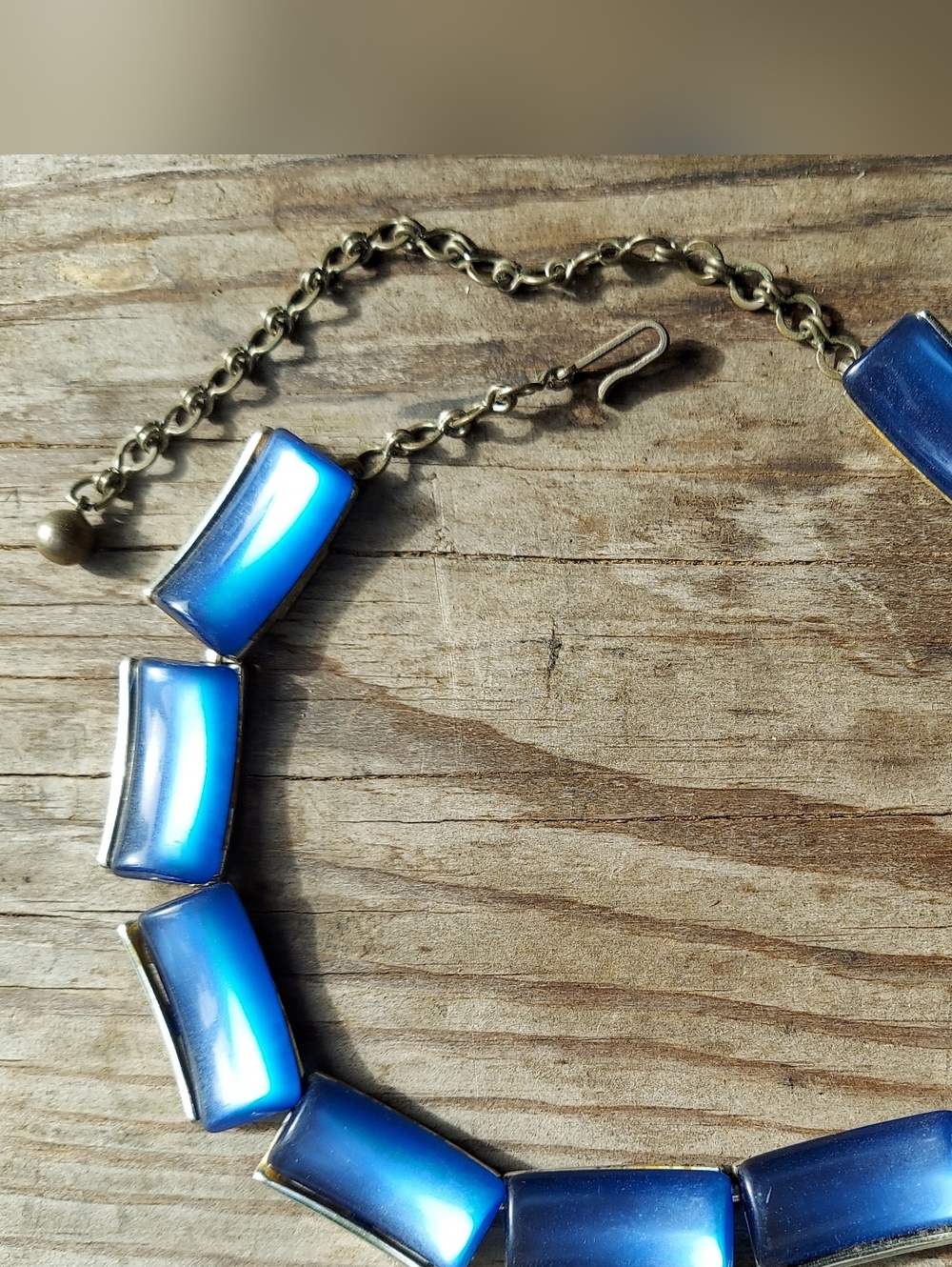 Vintage Mid-Century Charel Blue Moonglow Lucite Choker Necklace